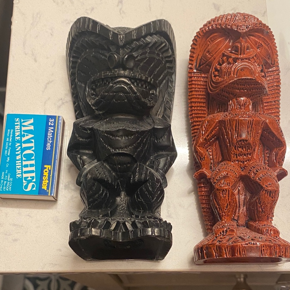 Vintage Hawaii Black and Brown Tiki Gods Statues